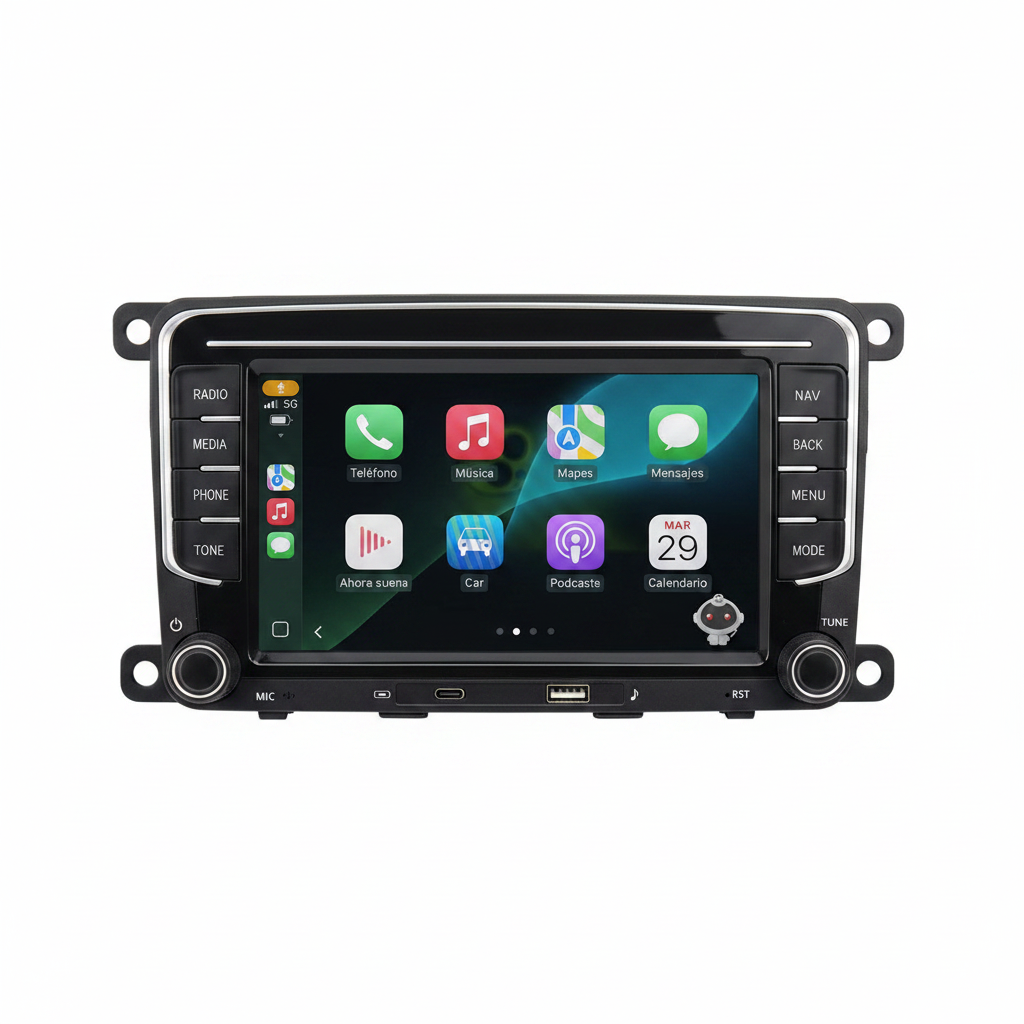 Radio 2DIN CarPlay - srebrna rama