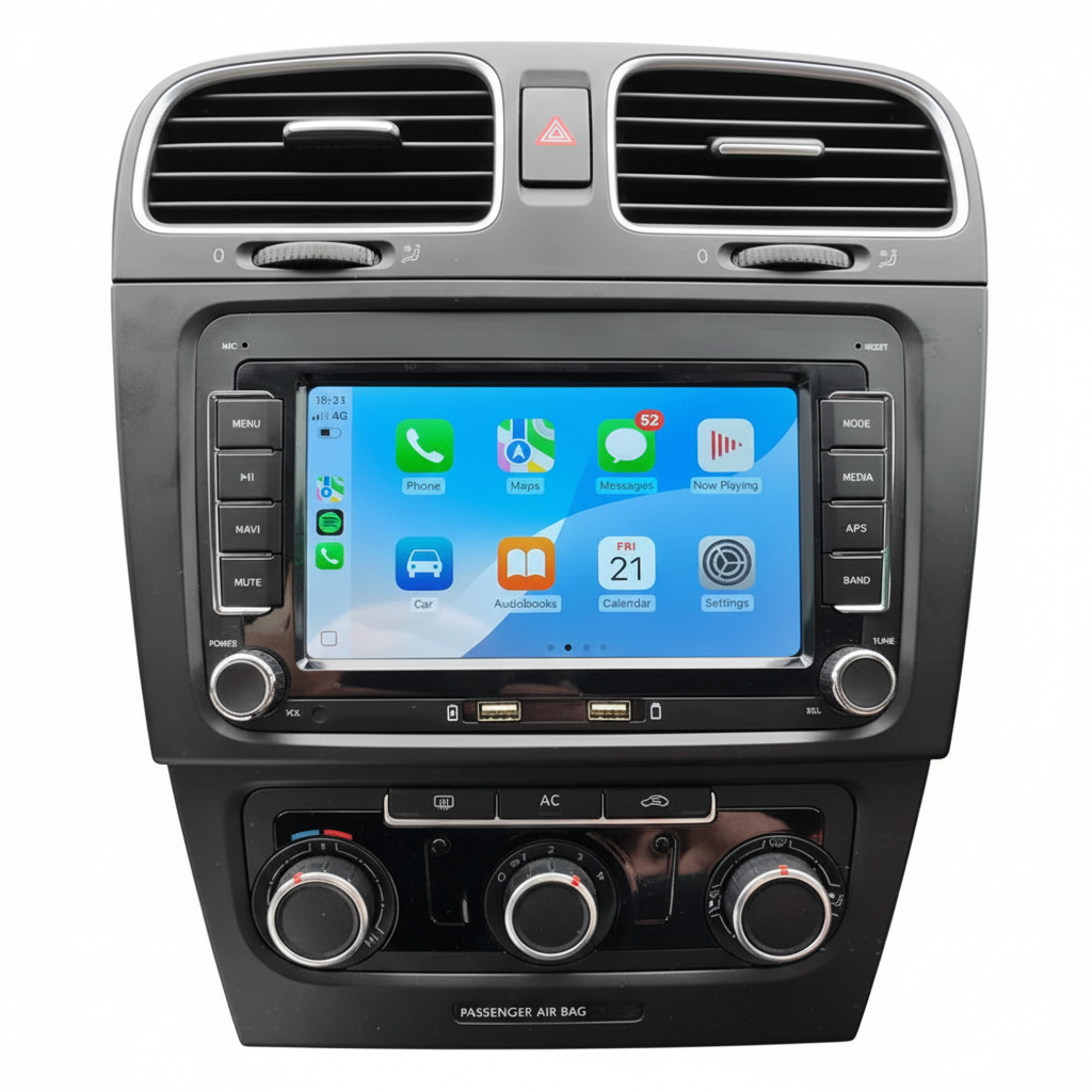 Radio 2DIN CarPlay - czarna rama VW Golf